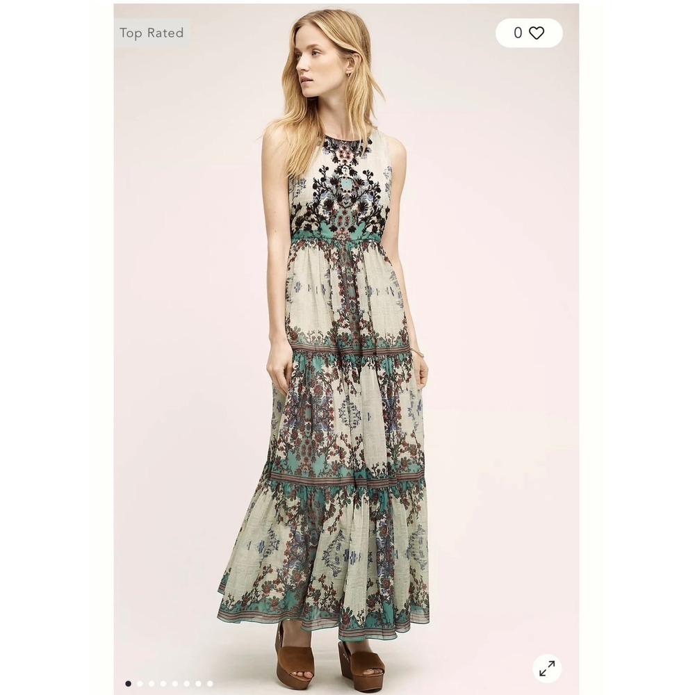 Bhanuni by Jyoti Maxi Dress Womens Small Anthropologie Embellished Boho Floral - Picture 3 of 17